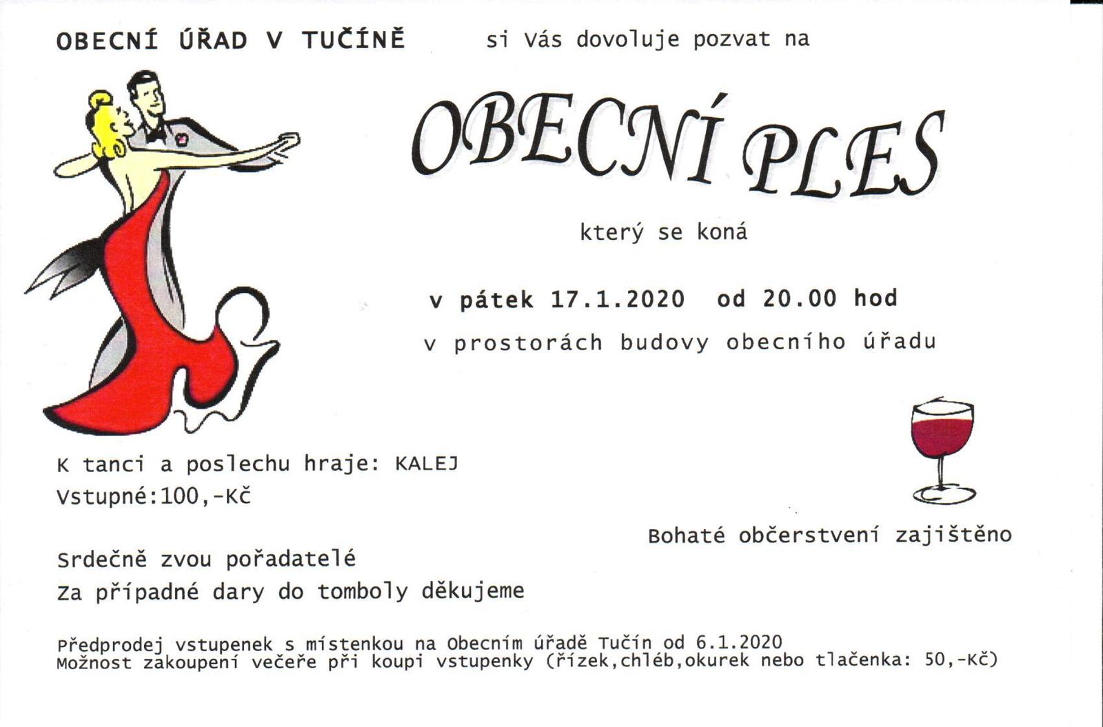 Pozvánka na ples obce Tučín